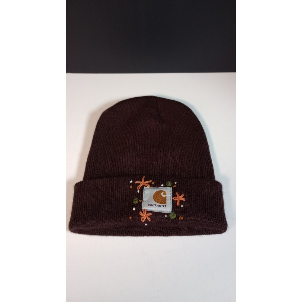 Carhartt Brown Embroidered Fall Colors Women's Beanie Hat One Size Fits All